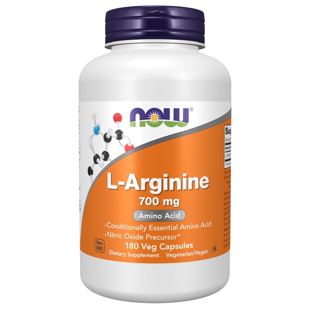 NOW Toidulisandid , L-arginiin 700 mg , lämmastikoksiidi lähteaine * , aminohape , 180 Veg kapslit