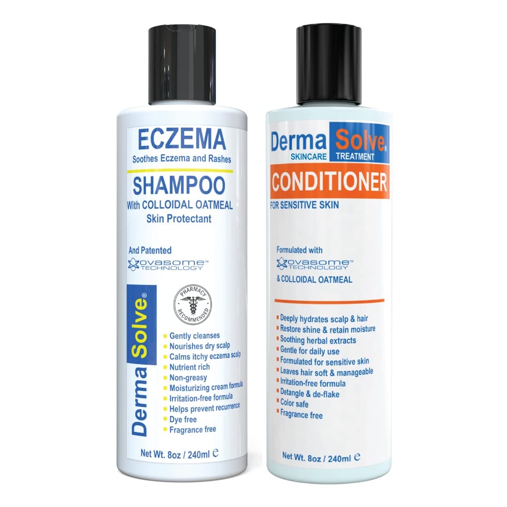Ekseemi šampoon ja konditsioneer (Combo Pack) - Flare Control peanahk ja helves Relief ravi, mis kaitseb, niisutab ja parandab nahka DermaSolve - Lapsed ja täiskasvanud - Steroid Free