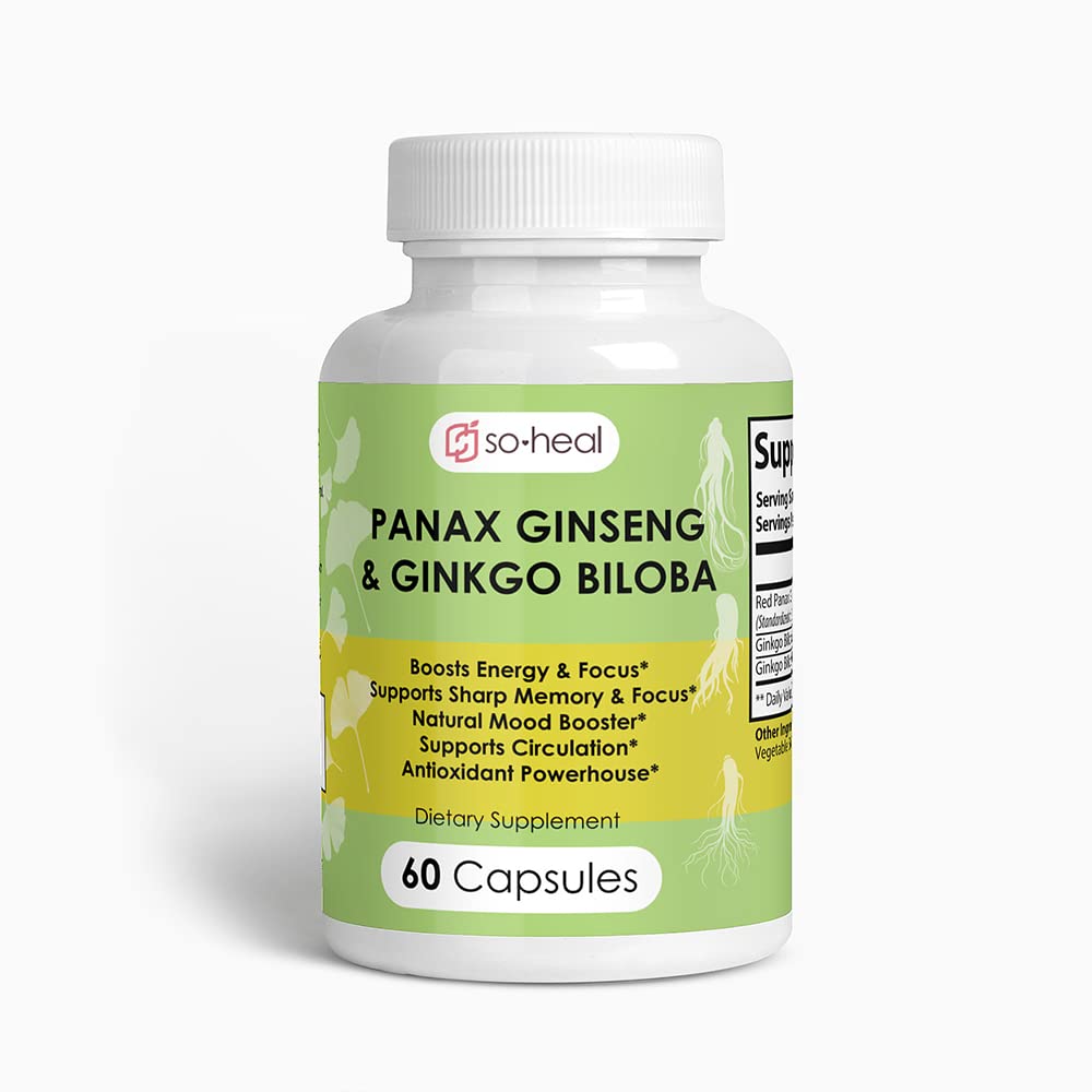 Ginseng ja Ginkgo Biloba. 30 Servings. 2-in-1 kofeiinivaba energia ja fookuse lisand - energia suurendaja, vaimne selgus ja meeleolu