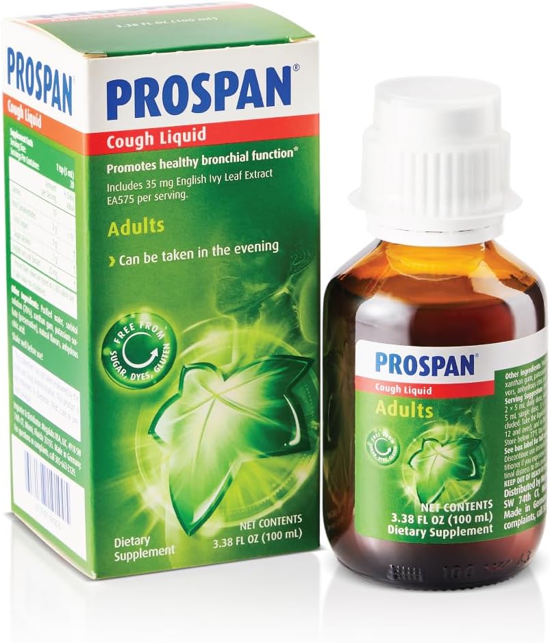 Prospan / Abrilar Cough Syrup + Licus koos Proprietary English Ivy Leaf Extract EA575 täiskasvanutele - Soothes Cough, Licus Relief, No Added Sugar, Non-Drowsy, Alkoholivaba, Drug-free - 100 ml