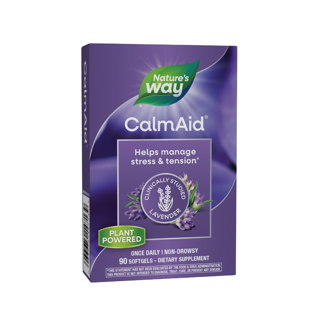 Nature's Way CalmAid, aitab hallata stressi ja pingeid *, kliiniliselt õppinud lavendel, mitte-uimas, 90 Softgels