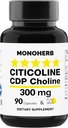 MONOHERB tsitikoliin CDP koliin 300 mg kapsli kohta - 90 taimekapslit