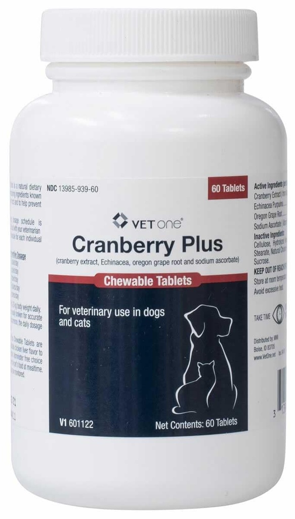 Vet One Cranberry Plus koertele ja kassidele - kuseteede ja põie tugi - 60 närimistabletti