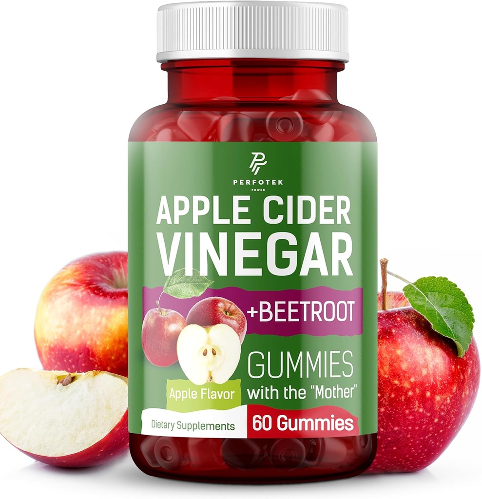 Õunasiidri äädikakummid - looduslik õunamaitse - Tervislik Keto Gummies - Non GMO, Vegan, Gluteenivaba - Apple Siidrikummies (60 tükki)