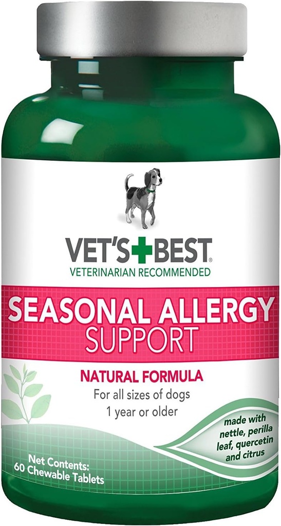Vet’s Best Dog Allergy Chews, Seasonal Allergy Chews for Dogs, Dog Itching Skin Relief Chews, Anti Itch for Dogs, 60 närimistabletti