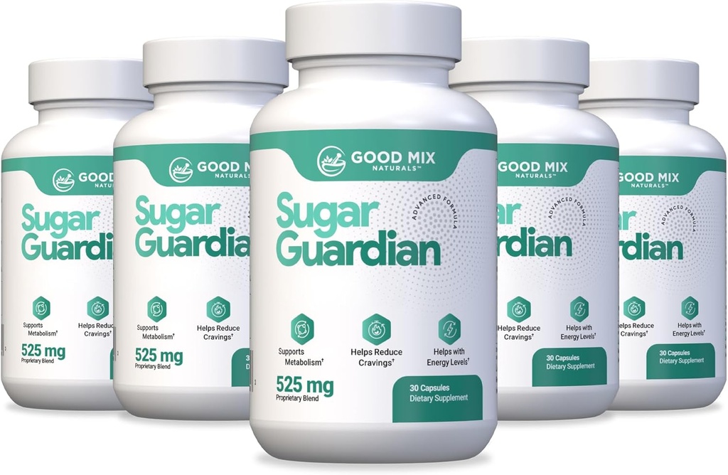 Suhkur Guardian Taimne-Based Solution Supplement | 525mg 180 Pulberkapslid - 6 kuu tarne | Taimsed koostisosad - Mitte GMO - valmistatud USAs - 6 pakendit