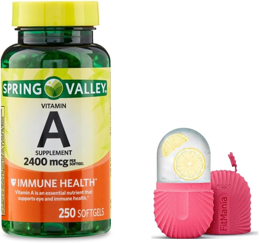 Spring Valley Vitamiin A Softgels, 2400 mcg, 250 Count ja Gift Ice Roller näole