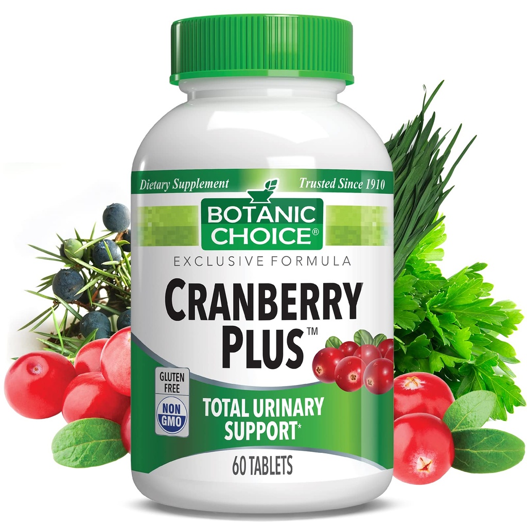Botaaniline valik Cranberry Plus kogu kuseteede tugi - kuseteede tervis Jõhvika kontsentraadiga naistele ja meestele, Uva Ursi, Buchu, Kaltsium - 60 tabletti