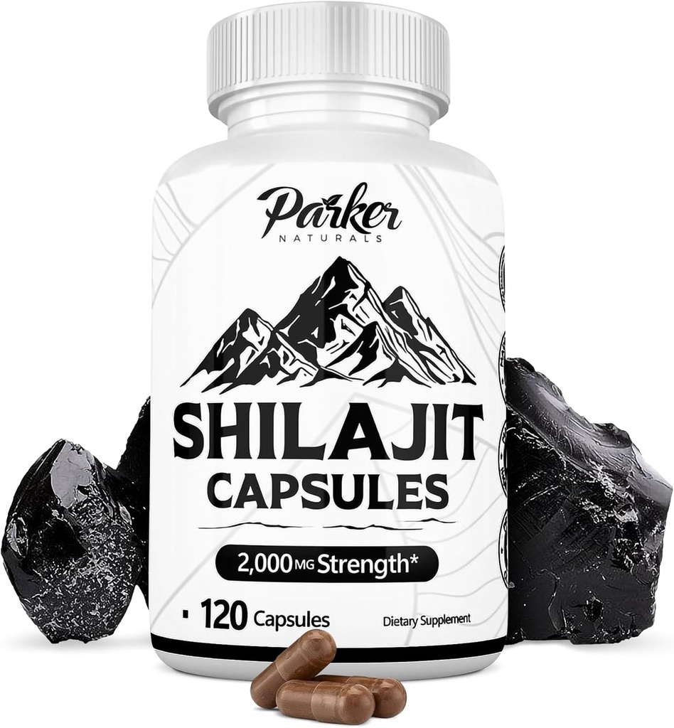 Parker Naturals Pure Himalayan Shilajit kapslid , 2000 mg tugevusega Shilajit vaik ja Fulvic Acid Supplement , Vegan ja Gluteenivabad kapslid , 120 Count