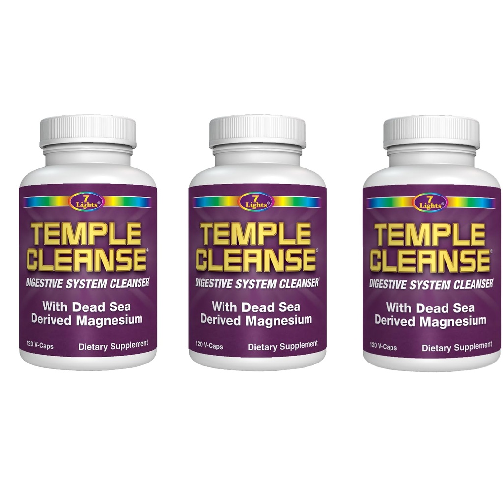 7 tuled Temple Cleanse|3-Pack Special, Magneesium, Hapnikupõhine Colon Cleanse Detox, leevendab aeg-ajalt kõhukinnisust ilma gaasita või puhudes, keha detox ja puhastamine naistele ja meestele
