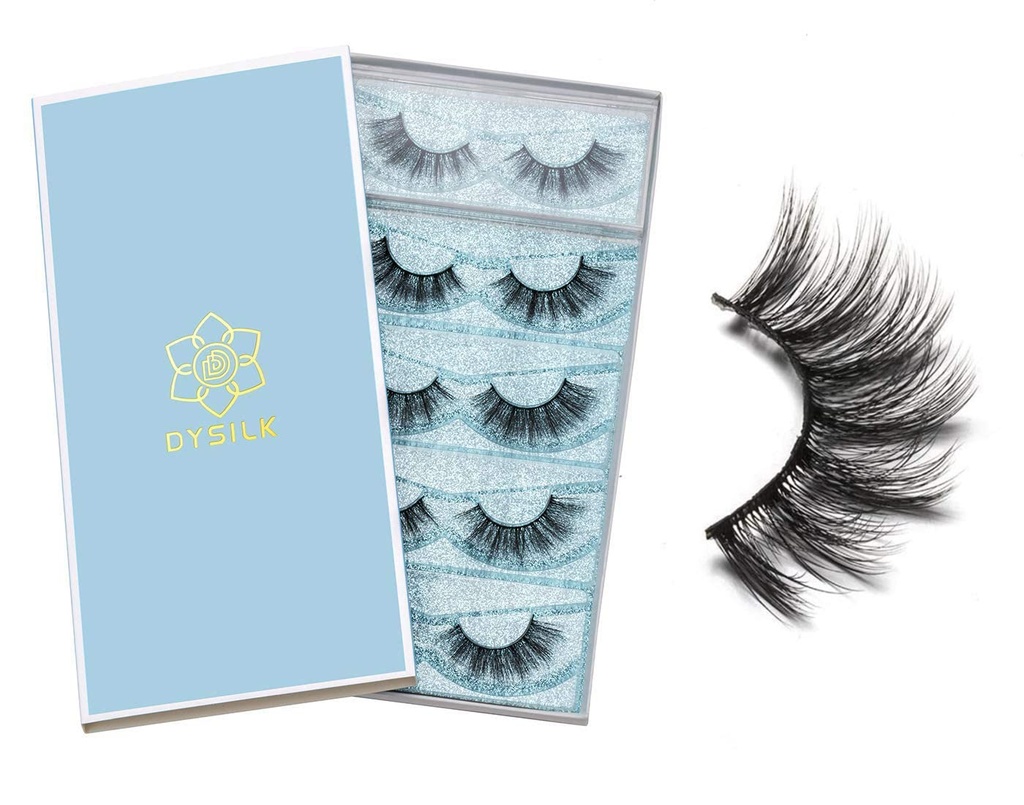 DYSILK Ripsmed vale ripsmed - Eye Lashes Mink Lashes 5 paari 6D ripsmed Pack Fluffy Lashes Fake Eye Lashes Natural Look Wispy ripsmed Strip Lash Faux False ripsmed Extensions Kit | 001-15mm