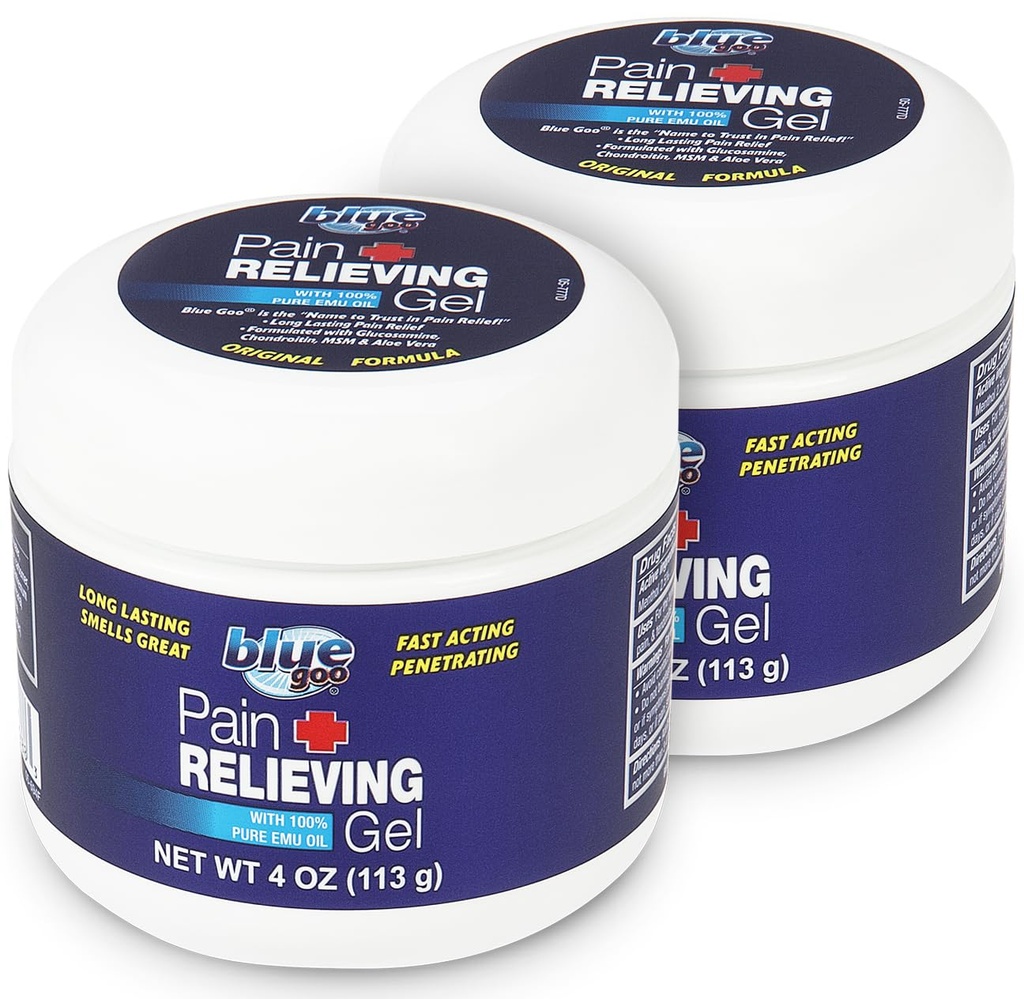 Sinine Goo valu leevendav geel - selja-, kaela-, lihas- ja liigesevalu, kiire toimega jahutamine ja rahustav leevendus 100% puhta Emu õliga, 4 oz (2 Pack)