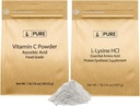 Puhtad ORIGINAALSED KOOSTISOSAD L-Lüsiin HCI ja Vitamn C pulbrikomplekt, 1 lb igaüks, mitte-GMO, gluteenivaba, toidulisandid