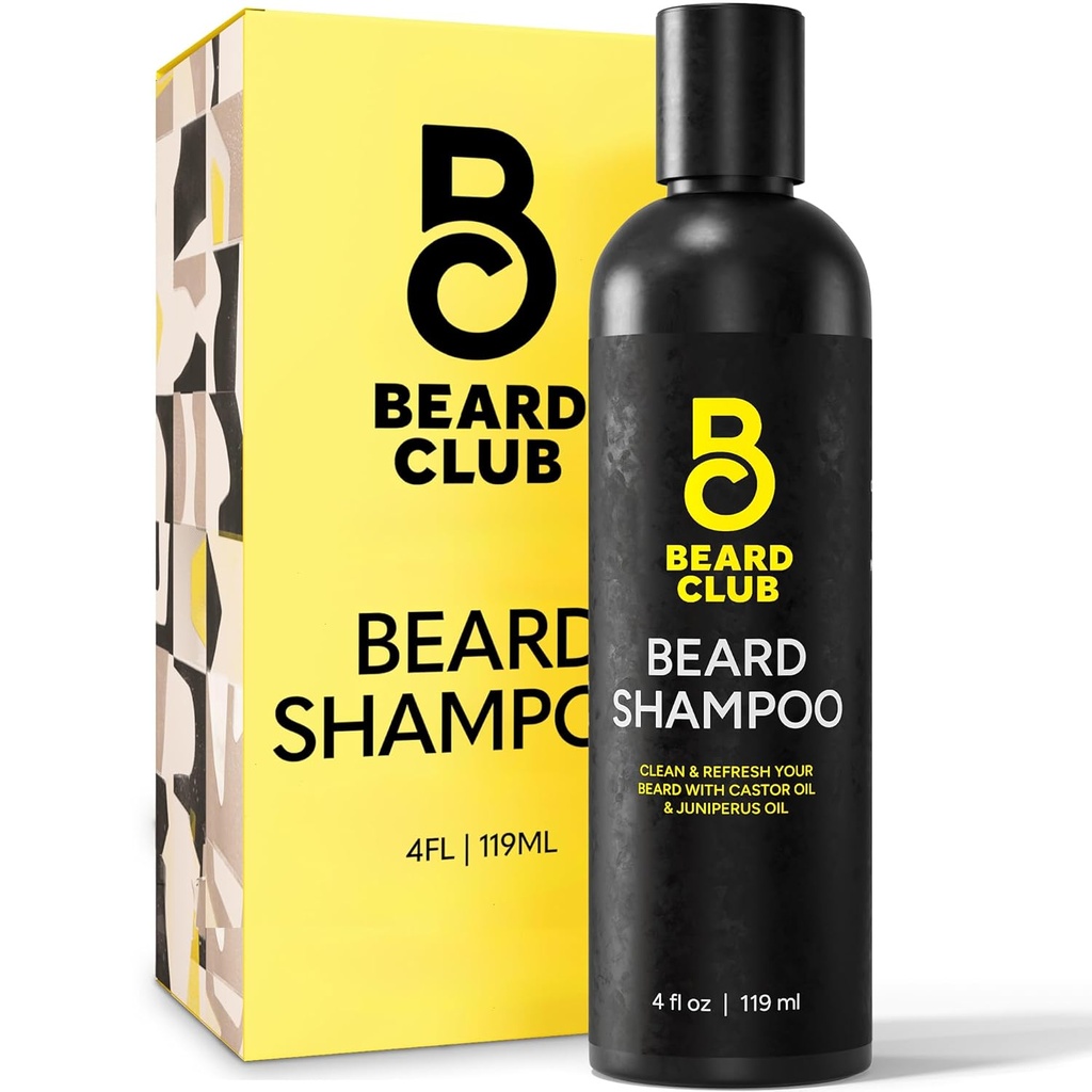 The Beard Club Original Premium Beard Shampoo - looduslik ja toitev valem pehmetele, puhastele ja tervislikele näokarvadele - õrn nahale - Sulfate & Paraben Free - 4 fl oz