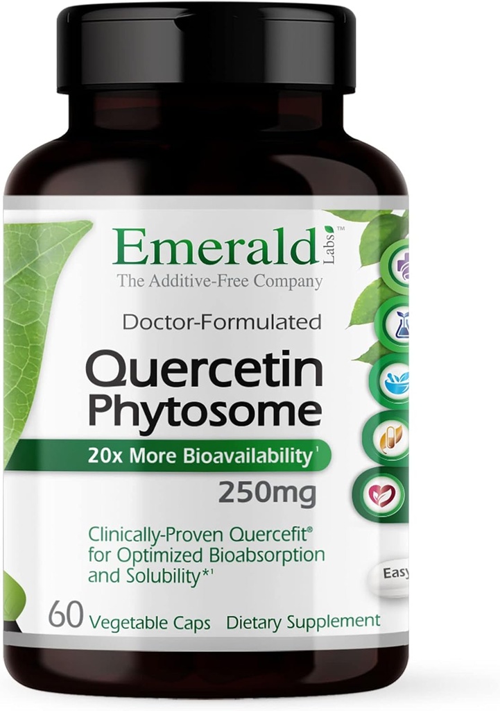 EMERALD LABS Quercetin Phytosome - Quercetin Complex for Immune Support - Vegan & Gluten-Free - 60 Vegetable Capsules