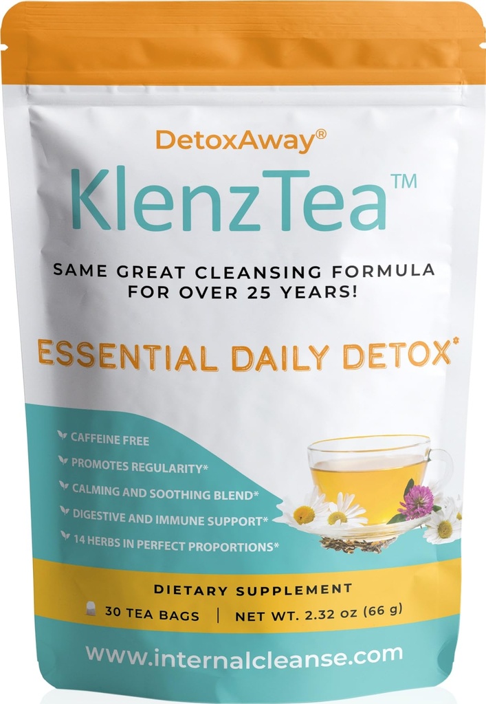 KlenzTeaTM - DetoxAway® teie maks, lümf, kolon ja neer koos 14 hoolikalt valitud koostisosaga. (30 teekotid)