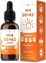 NutraChamps Kids Vitamin D 3 K2 Drops, Vitamin D3 & K2 MK-7, Liquid Vitamin D for Kids 1000 IU, Healthy Bones, Heart & Immune System, Sugar Free Supplement for Toddlers, 300 Servings