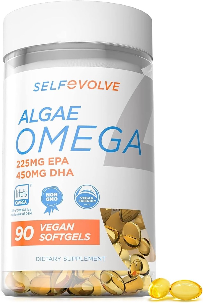 Vetikad Omega 3 1500mg - Veganilisandi koos patenteeritud elu omega 3 - suure annusega EPA & DHA - parem kui kalaõli - toetab südant, aju, liigeste tervist - 90 Vegan Softgels