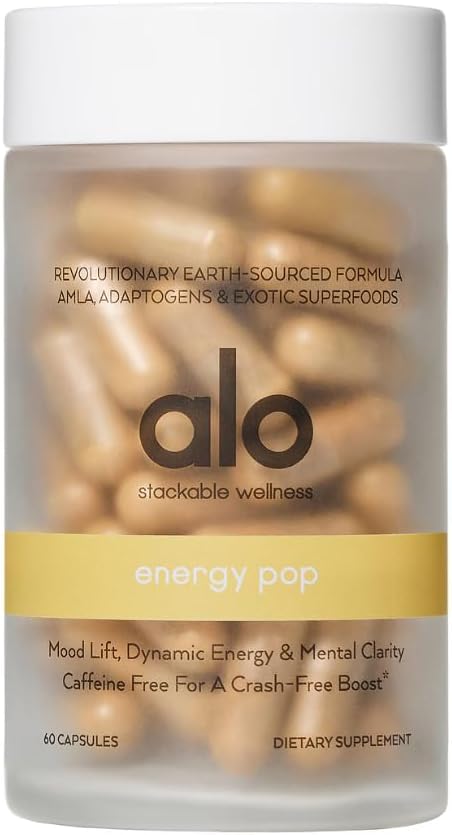 Alo Jooga Energy Pop - Kofeiinivaba energia Boost koos riboflaviini, niatsiini ja ENXTRA-ga | suurendab fookust, meeleolu ja tootlikkust (60 kapslit)