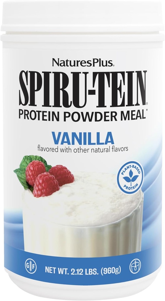 NaturesPlus SPIRU-TEIN, Vanilla - 2,12 naela, pakendis 3 - Spirulina valgu pulber - vitamiinid ja mineraalid energia - taimetoitlane, gluteenivaba - 96 kogu serveerimine