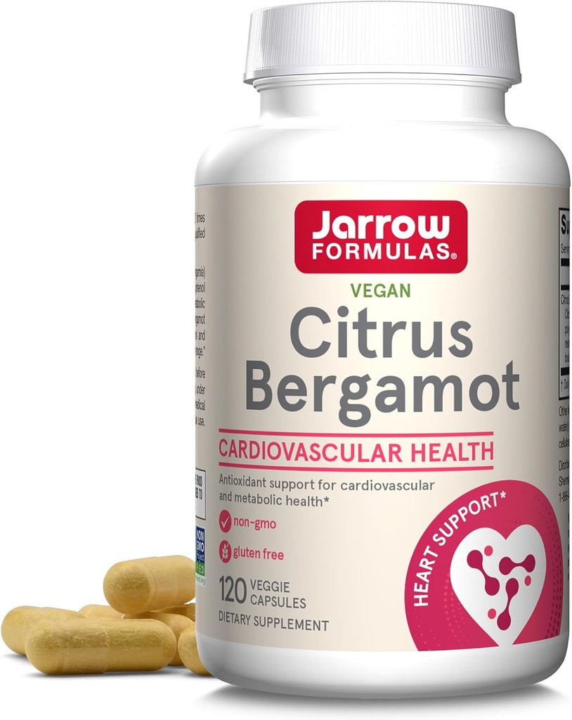 Jarrow Formulas Citrus Bergamot 500 mg - 120 Servings (Veggie Caps) - Antioxidant Support for Cardiovascular & Metabolic Health - Dietary Supplement - Gluten Free - Use QH-Absorb
