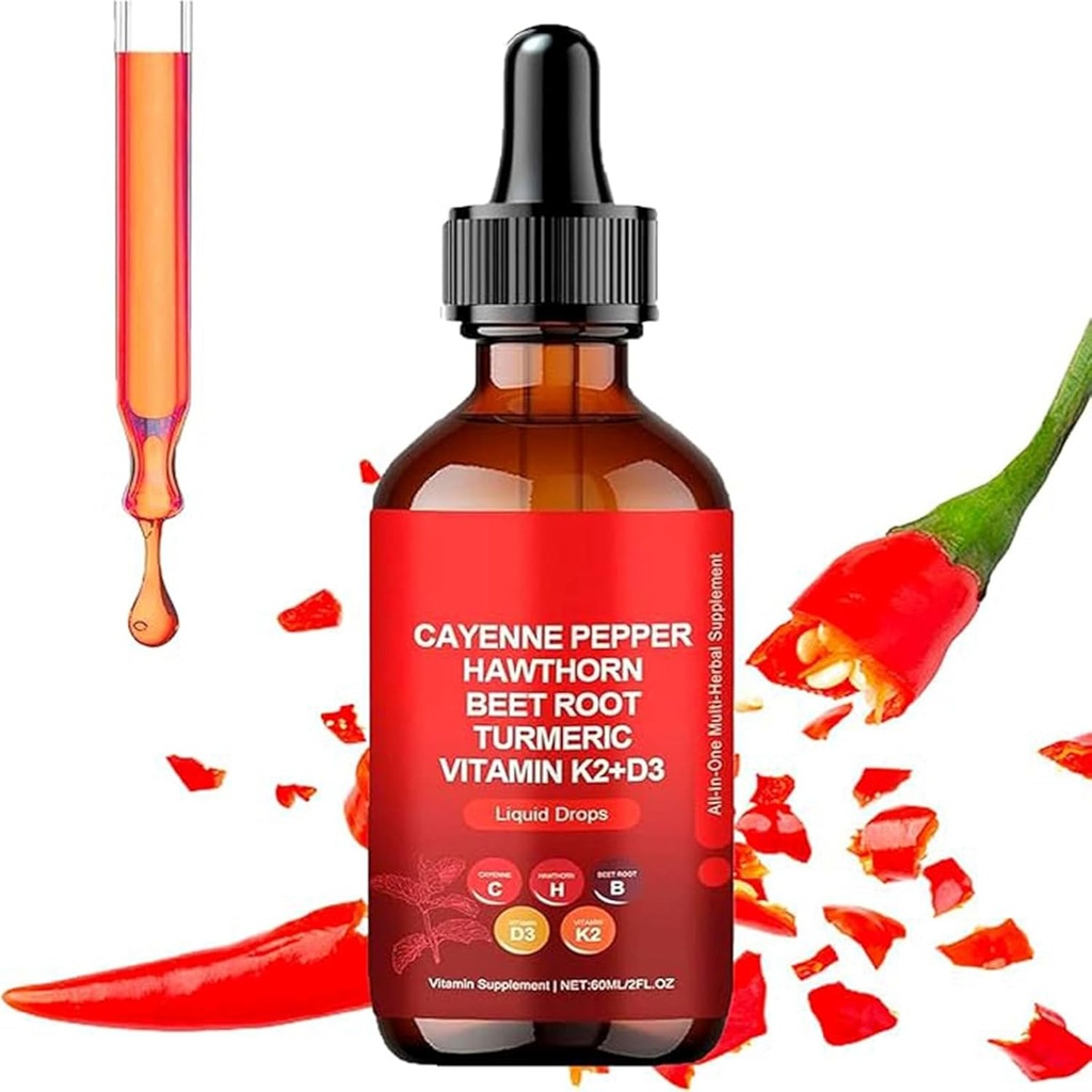 Aeluro Cayenne Drops , Aeluro Cayenne Pepper Extract , 60 ml Cayenne Pepper Drops , Caayenne Pepper Liquid Drops Metabolism Boost