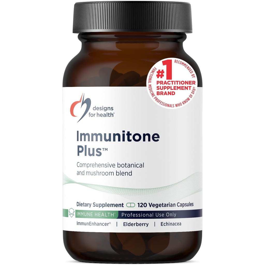 Disainid Tervis Taimne immuunsüsteemi tugi seened, Echinacea, roheline tee, Astragalus + Elderberry - Immunitone Plus pillid - Non-GMO täiendada (120 kapslit)