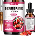 Berberine Supplement Vedelik tilgad - Berberine HCL 1500mg koos Ceylon Cinnamon, Bitter Melon, Gymnema Sylvestre immuunsüsteemi, seedesüsteem ja südame tervis, looduslik maasikamaitse, 2 Fl Oz