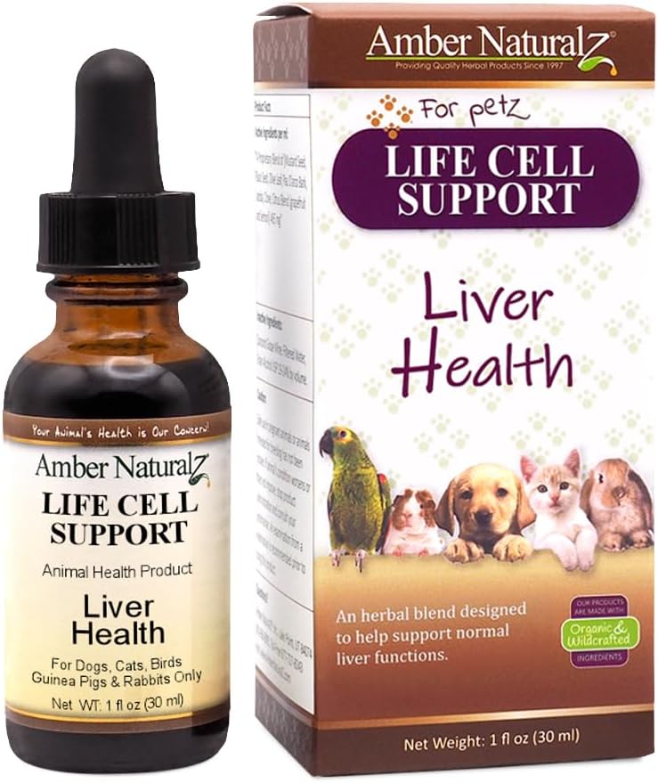 Amber NaturalZ Life Cell Support Taimne täiendus koertele, kassidele, lindudele, küülikutele ja merisigadele | Toetab normaalset maksafunktsiooni ja lümfi tervist | Looduslik abi detoksifitseerimiseks