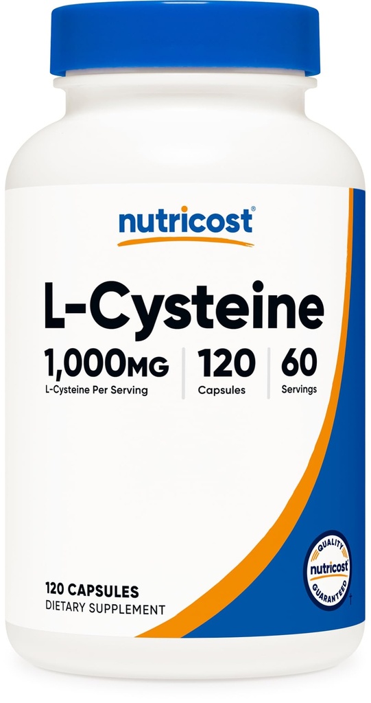 Nutricost L-Cysteine 1000mg, 120 kapslit - mitte-GMO, gluteenivaba toidulisand, 500mg kapsli kohta