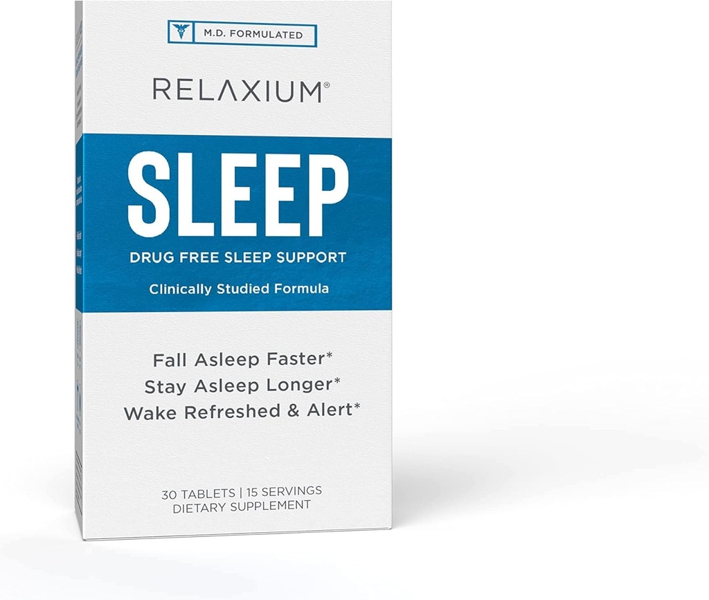Relaxium Sleep Aid, 15 Servings, Non-Habit Forming, Dietary Supplement for Better Sleep, Drug-Free, Stress Relief, Magneesium, Melatoniin, GABA, Kummel, valmistatud USAs (30 tabletti)