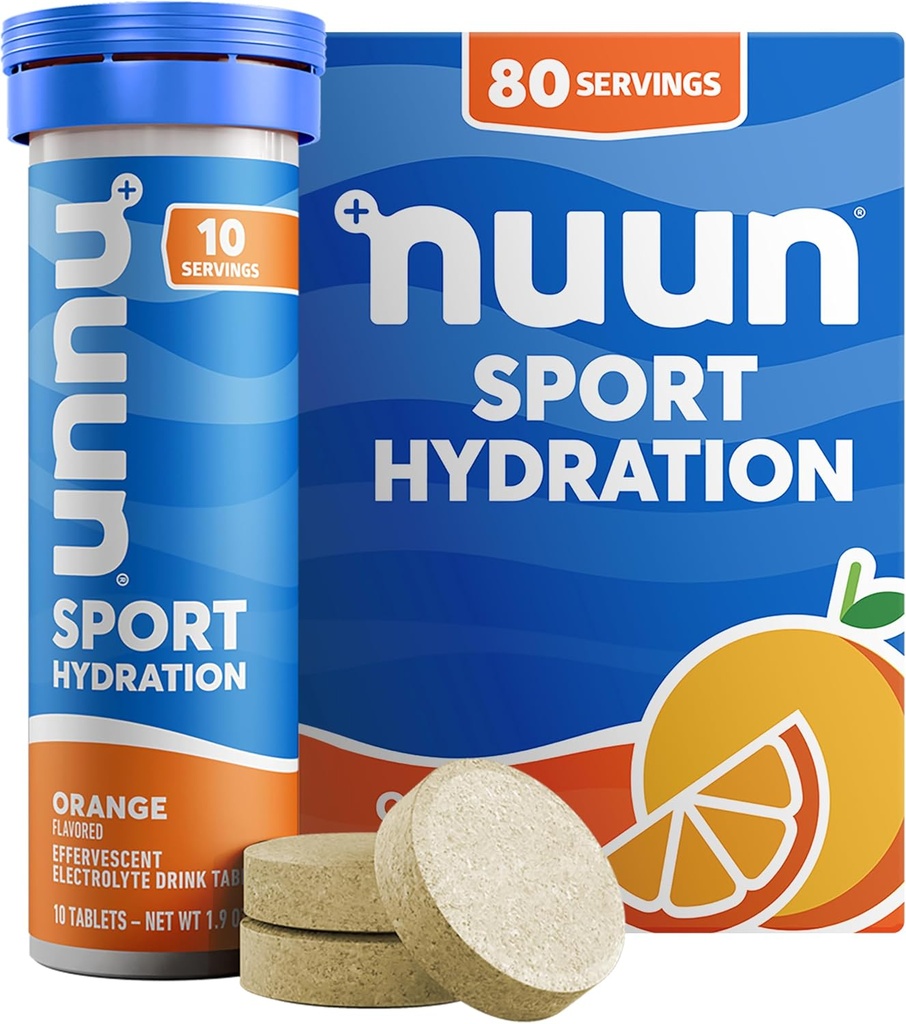 Nuun Sport elektrolüüt tabletid magneesiumi, kaltsiumi, kaaliumi, kloriidi ja naatriumi, gluteenivaba ja vegan, apelsin, 8 pakett (80 Servings Total)