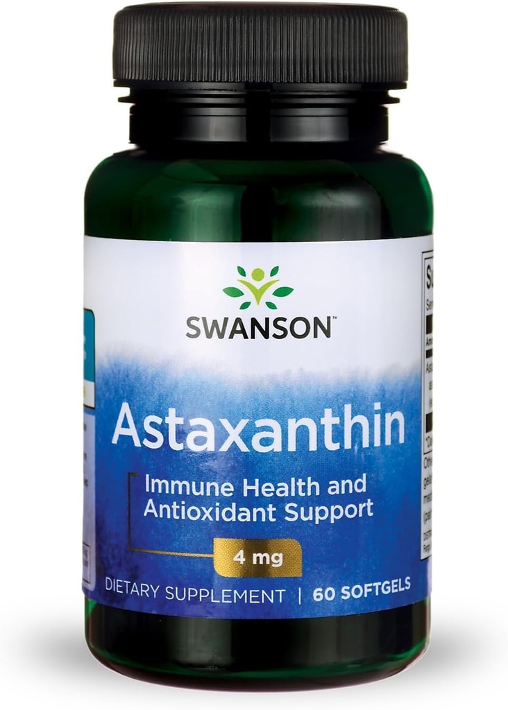 Swanson Astaksantiin Silmanägemine Aju Naha Tervis Antioksüdandi tugisammas (astaksantiin 4 mg) 60 Softgels Sgels