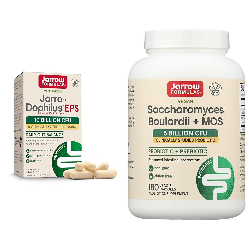 Jarrow Valemid Jarro- Dophilus EPS Probiootikumid 10 miljardit CFU Saccharomyces Boulardii Probiootikumid + MOS 5 miljardit CFU Probiootiline Pärm