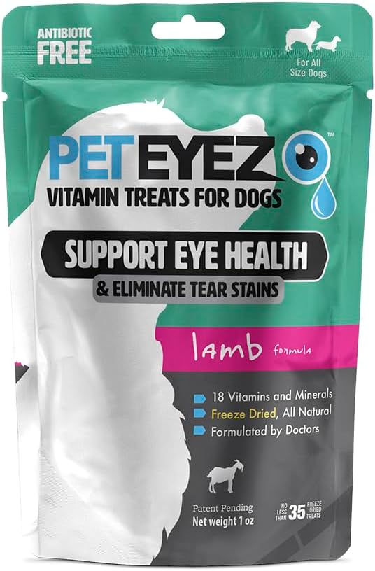 PetEyez Tear plekieemaldaja Vitamiiniravi koertele - toetada silmade tervist ja vähendada sügelust ja pisarate pleki kogunemist - 100% looduslik koeraravi supertoitude, antioksüdantide ja toitainetega - lambamaitse - 1oz