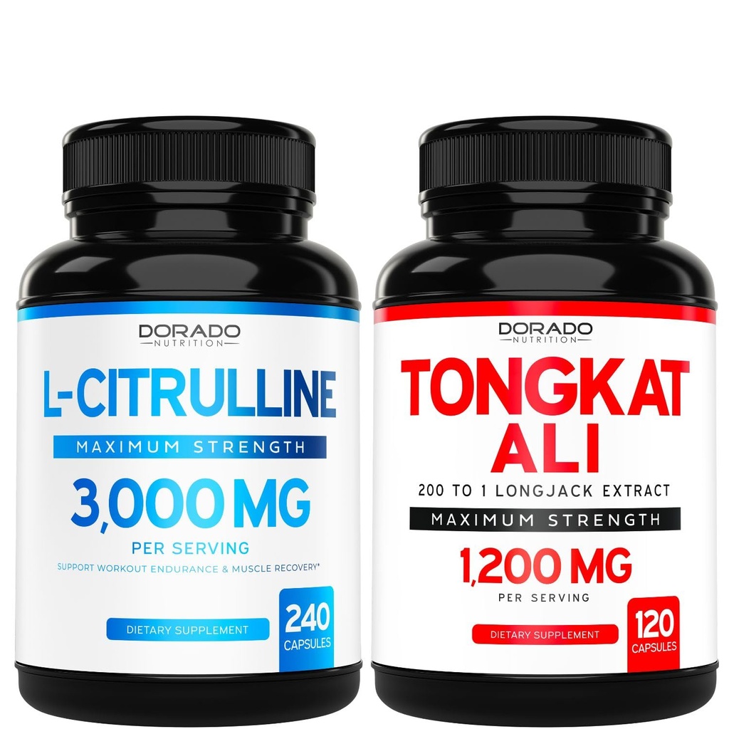L Citrulline 3000mg Supplement (240 Count) L Arginine & Lämmastikoksiidi Pillid - Tongkat Ali Meestele 1200mg 200 et 1 Ekstrakt - (120 Count) Support Strength, Drive & Athletic Performance - Vegan & USA Made