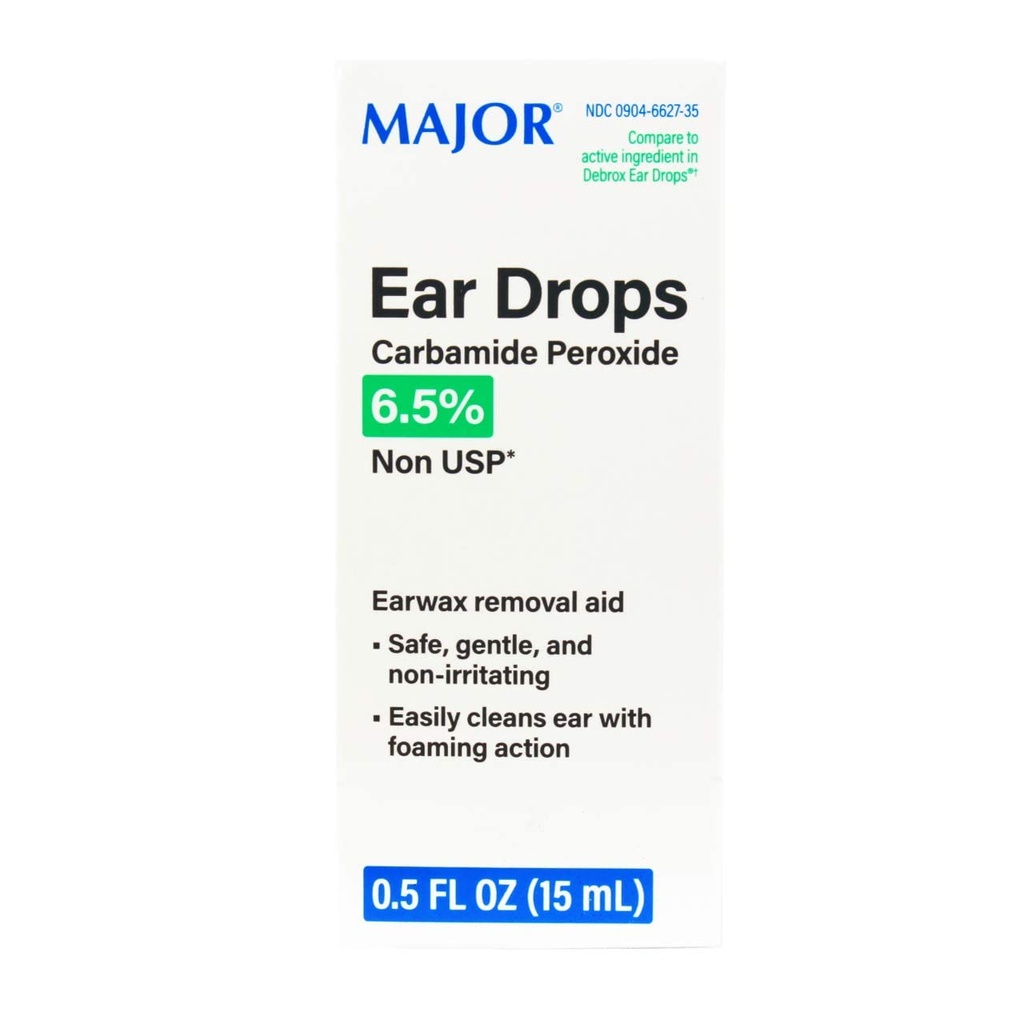 Major Pharmaceuticals 255984 Otic Ear Drop, võrreldes Debrox, 15 ml Volume, Boxed