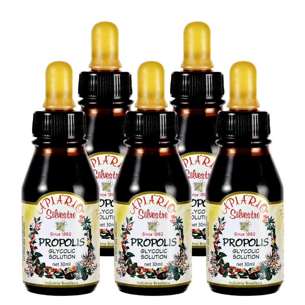 Ametlik turustaja - 5 pudelit Apiario Silvestre Brasiilia Green Bee Propolis Vedel Glükoolne ekstrakt-Non Alkohoolne, vahavaba, suhkruvaba (PG)