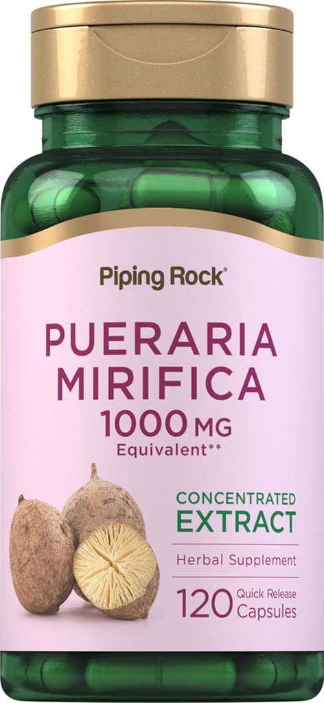 Piping Rock Pueraria Mirifica kapslid | 1000mg | 120 pillid | Herb Extract Supplement | Gluteenivaba, Non-GMO