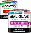 Probiootikumid + Anal Gland Support Dogs Bundle - Seedeensüümid ja prebiootikumid - Allergia, kõhulahtisus, kõhukinnisus ja Scoot Ravi - Fiber Supplement seedimist, soolestiku tervis ja immuunsus - valmistatud USAs