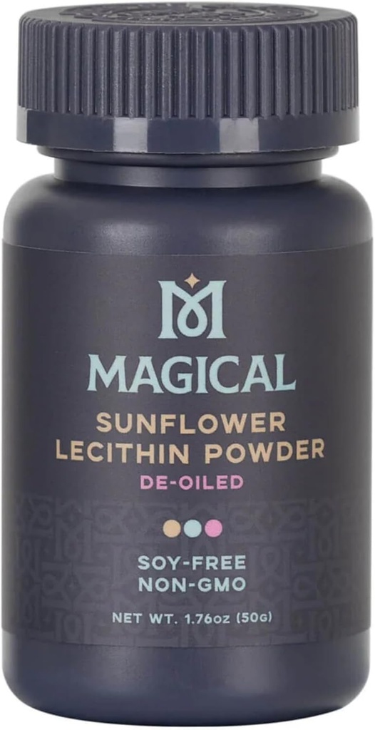 MAGIKALINE VÕI Päevalilleletsitiini pulber - Sojavaba, GMO-vaba, Vegan & Kosher Või & õli stabilisaator küpsetamiseks ja küpsetamiseks, 1.76 oz