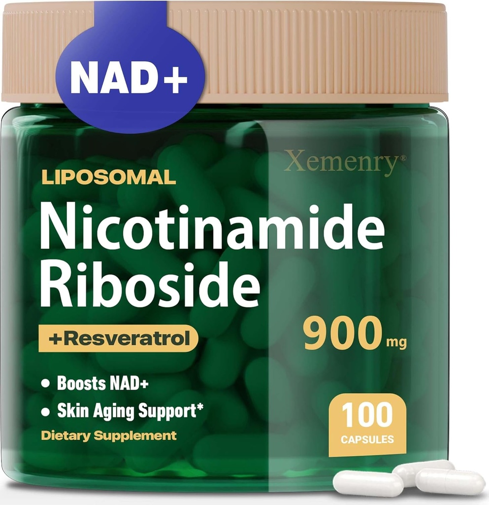 Liposomaalne nikotiinamiid ribosiid, NAD-lisa vananemisvastaseks, energiaks, fookuseks, 900 mg NAD + Täiendus, Resveratrol & Quercetin, -50 päeva pakkumine, 100 kapslit