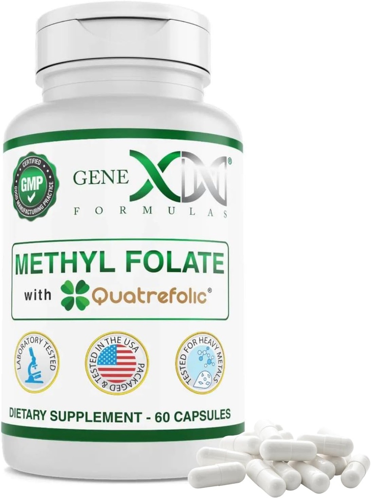 GENEX Methyl Folate with Quatrefolic® 1360 mcg DFE (60 kapslit) Bio-Active Form of Folate - 5-Methyltetrahüdrofolate | Vegan, Gluteenivaba, Non-GMO (60 päeva pakkumine)
