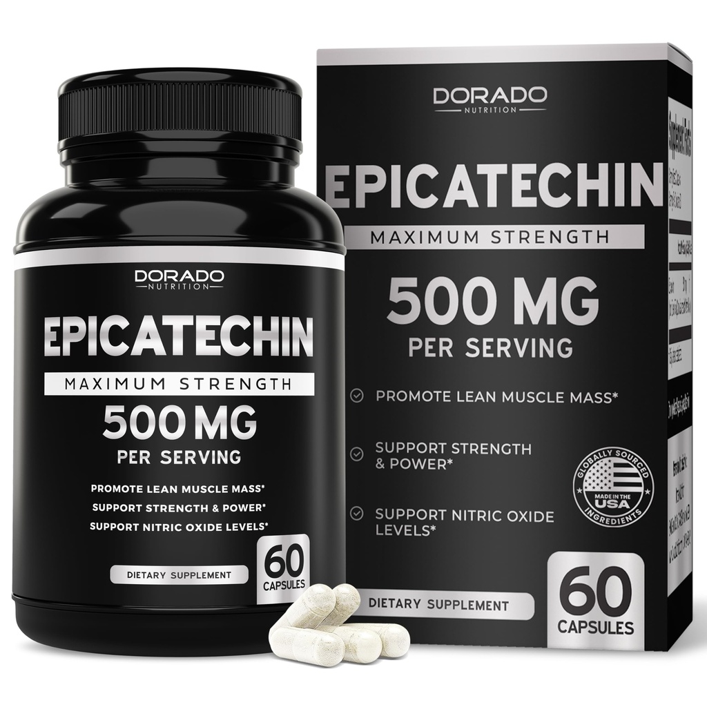 Epicatechin Extract 500mg per Serving (60 kapslit) Myostatin inhibiitor, Myostatin Blocker Lean lihased, lämmastikoksiid, vastupidavus ja vastupidavus – Non GMO, Vegan Supplement & Third Party Tested