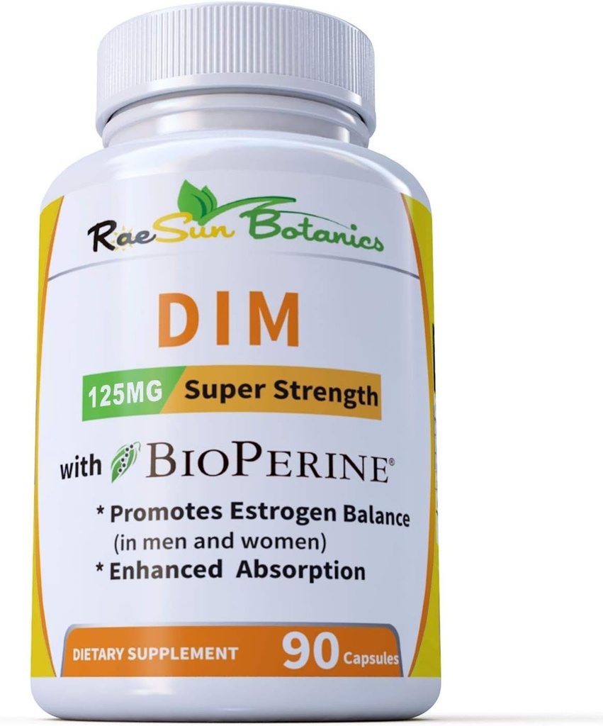 DIM Supplement 125mg - DIM Diindolüülmetaan Pluss BioPerine 90-päevane DIM pakkumine östrogeeni tasakaalu, hormooni menopausi tasakaalu, akne tugi, juuste nahk ja küüned