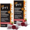 P.R.I. Manuka Honey Lozenges taruvaik, rahustav köha ja kurgutilgad, MGO 300+ sertifitseeritud (Maasikas, 16 Count/2 Pack)