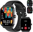 Nutikell naistele meestele (vastas / tehke kõne), südame löögisagedusega / SpO2/Sleep / stressimonitoriga nutitelefonid, IP68 veekindel aktiivsuse jälgija Android iPhone'ile, 100 + Sport Fitness Watchs (must, 1.85)