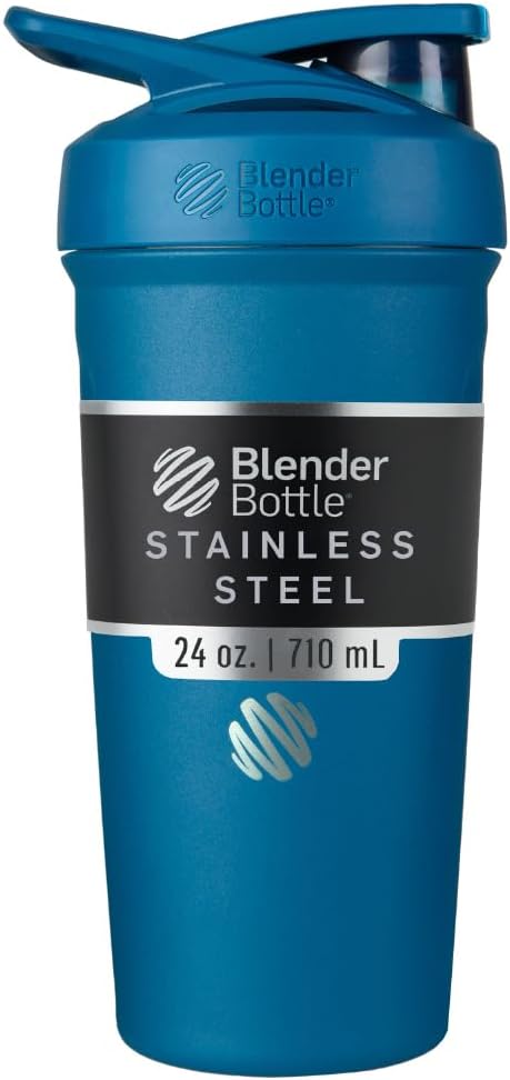 BlenderBottle Strada Shaker Cup Isoleeritud roostevabast terasest veepudel traadi viskiga, 24-kordne, sinine