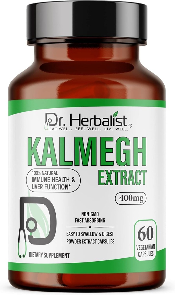 Dr Herbalist Kalmegh Extract 400mg – 60 Vegankapslit | 10: 1 Andrographis Paniculata Extract = 4000mg toores maitsetaime ekvivalent | Premium taimsete toidulisand | Taimne igapäevane tugi