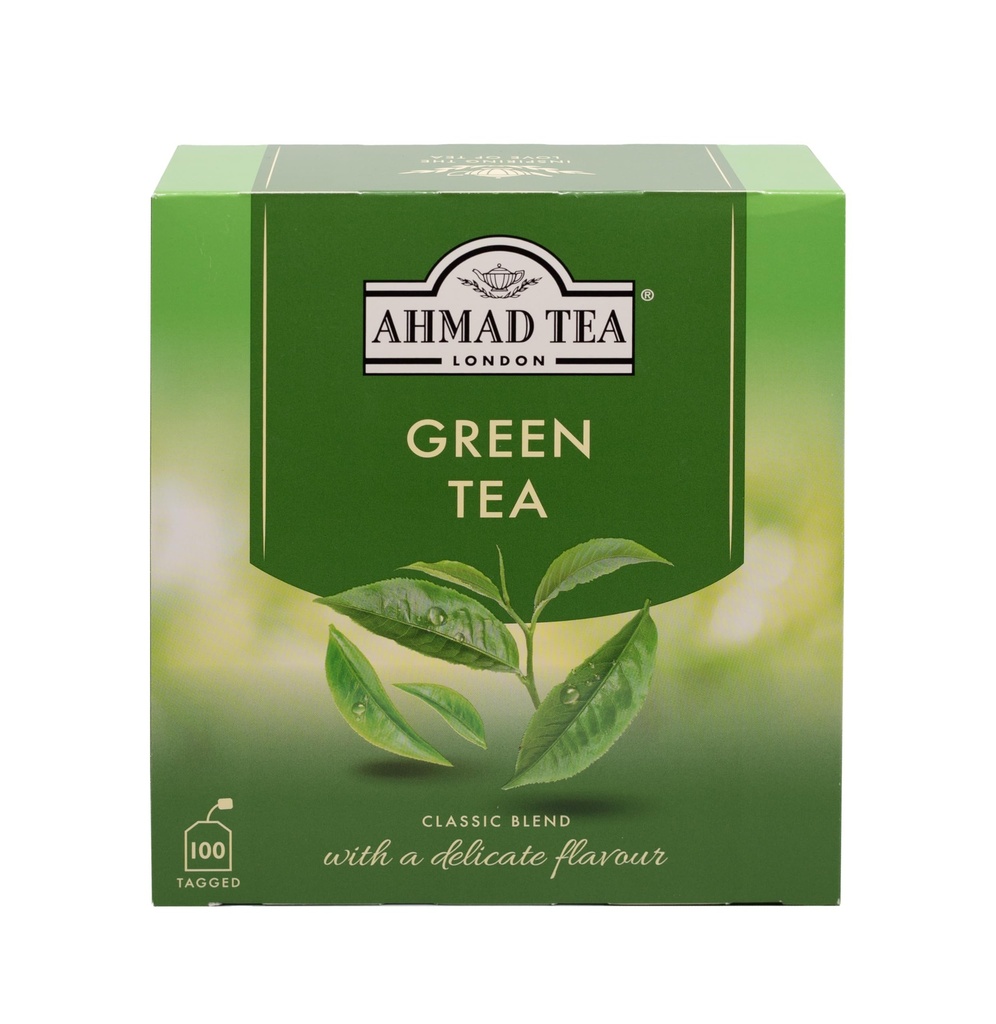 Ahmad tee roheline tee, roheline tee tee teekotid 100 ct - kofeiinivaba ja suhkruvaba